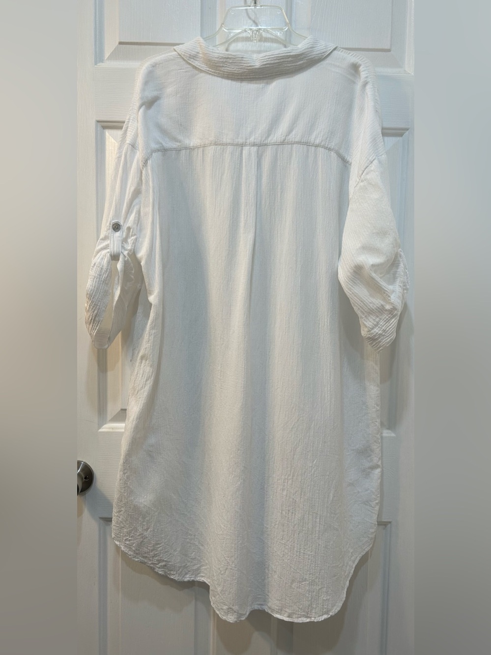 Soft Surroundings Long Line White Gauzy Tunic Blouse Sz XL Button Front Beachy - Picture 2 of 8